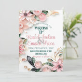 Pastel Pink Greenery Weddenschap Lijst Quilling Kaart (Staand voorkant)