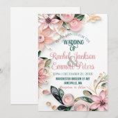 Pastel Pink Greenery Weddenschap Lijst Quilling Kaart (Voorkant / Achterkant)