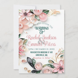Pastel Pink Greenery Weddenschap Lijst Quilling Kaart