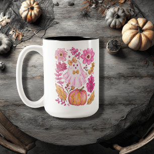 Pastel Pink Halloween Ghost Tweekleurige Koffiemok