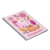 Pastel Pink Halloween Ghost with Custom Name Notitieboek (Rechterzijde)