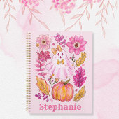 Pastel Pink Halloween Ghost with Custom Name Planner