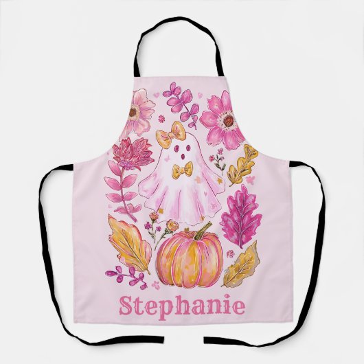Pastel Pink Halloween Ghost with Custom Name Schort (Voorkant)