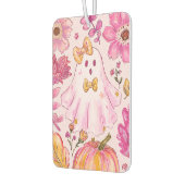 Pastel Pink Halloween Ghost with Flowers and Pumpk Luchtverfrisser (Links)
