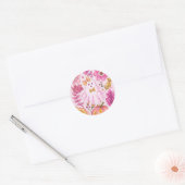 Pastel Pink Halloween Ghost with Flowers and Pumpk Ronde Sticker (Envelop)