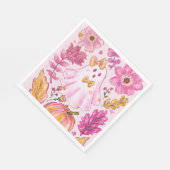Pastel Pink Halloween Ghost with Flowers and Pumpk Servet (Hoek)