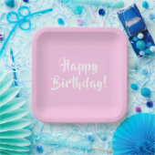 Pastel Pink Happy Birthday Borden Papieren Bordje (Feest)