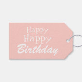 Pastel Pink Happy Birthday Gift Label Cadeaulabel (Voorkant (Horizontaal))