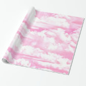 Pastel Pink Happy Clouds-decoratie Cadeaupapier (Uitgerold)