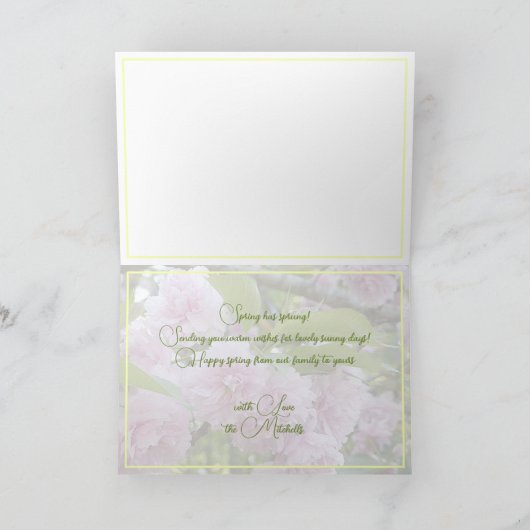 Pastel Pink Happy Spring Stylish Floral Greeting C Kaart (Binnen)