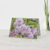 Pastel Pink Happy Spring Stylish Floral Greeting C Kaart (Voorkant)