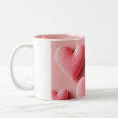 Pastel Pink Heart Pattern Design Tweekleurige Koffiemok (Links)