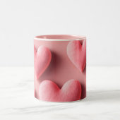 Pastel Pink Heart Pattern Design Tweekleurige Koffiemok (Center)