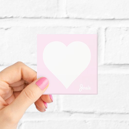 Pastel Pink Heart Post-it Notities met naam Post-it® Notes