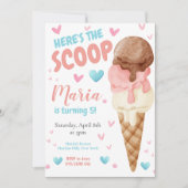 Pastel Pink Hier is de scoop Kids Verjaardag Kaart (Voorkant)