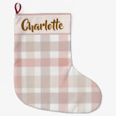 Pastel Pink Holiday Plaid | Christmas Stocking Grote Kerstsok (Voorkant)