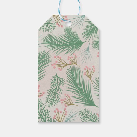 Pastel Pink Holly Christmas Cadeaulabel (Achterkant)