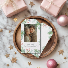 Pastel Pink Holly Christmas Cadeaulabel