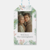 Pastel Pink Holly Christmas Cadeaulabel (Voorkant)