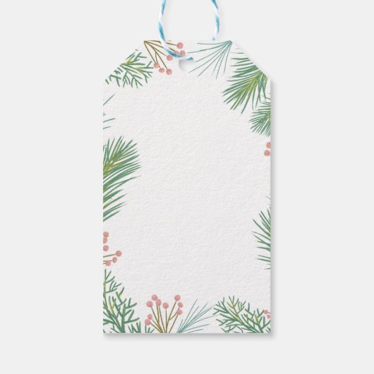 Pastel Pink Holly Christmas Cadeaulabel (Achterkant)