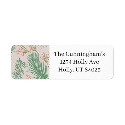 Pastel Pink Holly Christmas Etiket (Voorkant)