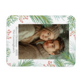 Pastel Pink Holly Christmas Magneet (Horizontaal)