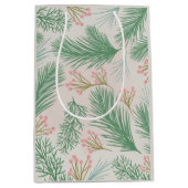 Pastel Pink Holly Christmas Medium Cadeauzakje (Voorkant)