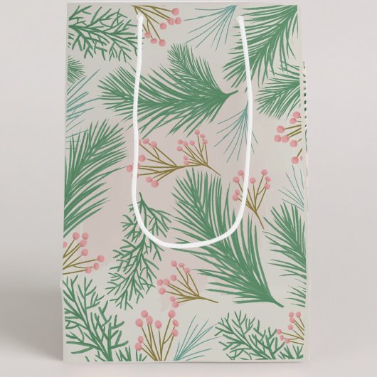 Pastel Pink Holly Christmas Medium Cadeauzakje