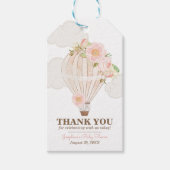 Pastel Pink Hot Air ballonmeisje Baby shower Cadeaulabel (Voorkant)