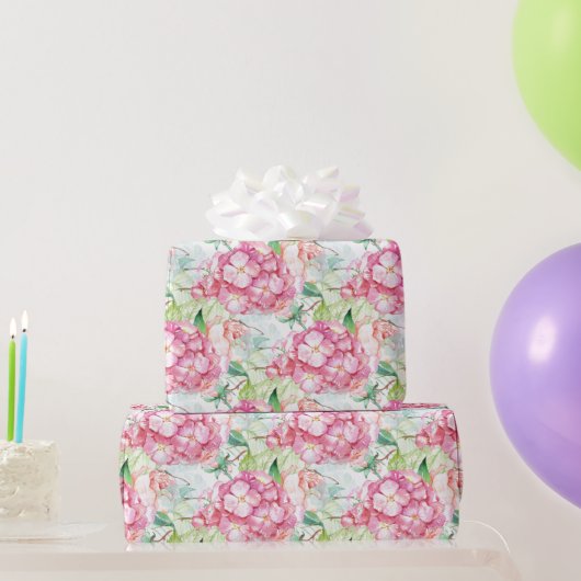 Pastel Pink Hydrangea Botanische Ontstekingsboot o Cadeaupapier (Feestgeschenken)