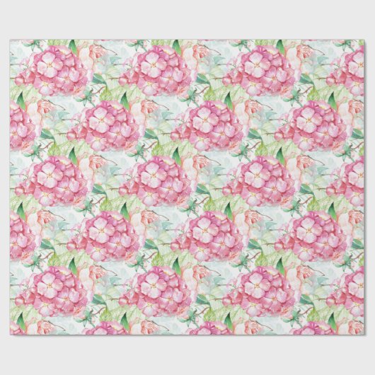 Pastel Pink Hydrangea Botanische Ontstekingsboot o Cadeaupapier (Vlak)