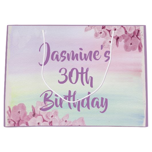 Pastel Pink Hydrangea Waterverf Groot Cadeauzakje (Voorkant)