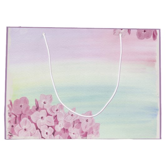  Pastel Pink Hydrangea Waterverf Groot Cadeauzakje (Achterkant)