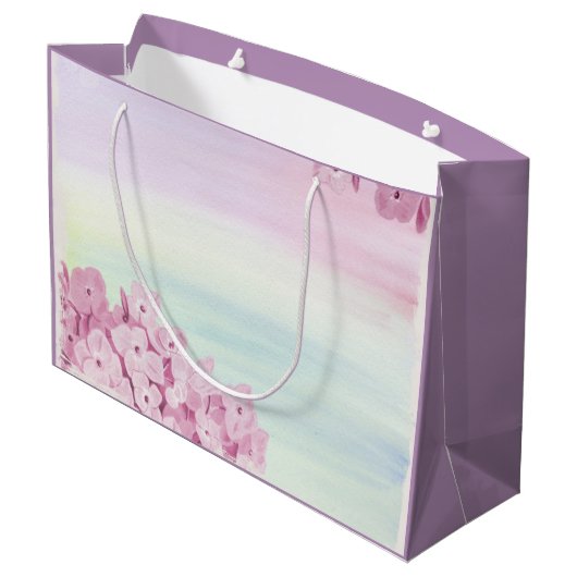 Pastel Pink Hydrangea Waterverf Groot Cadeauzakje (Achterkant Gekanteld)