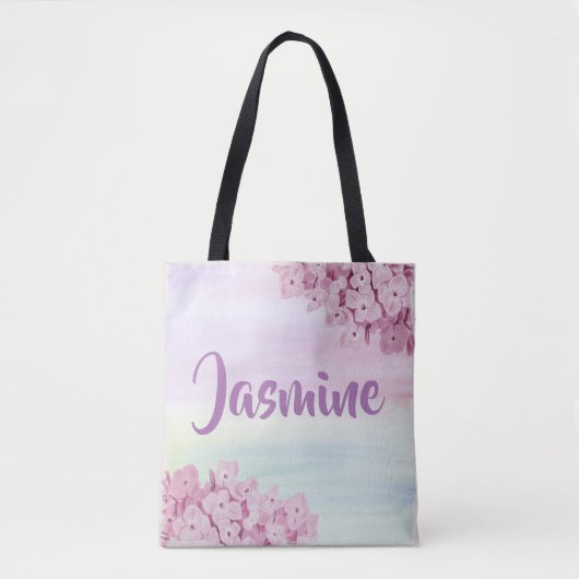 Pastel Pink Hydrangea Waterverf Tote Bag (Voorkant)