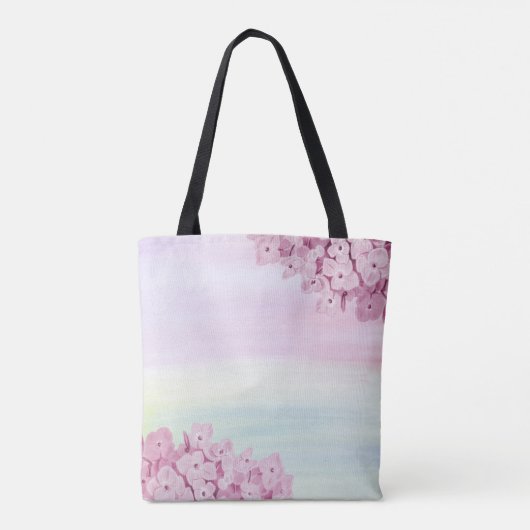  Pastel Pink Hydrangea Waterverf Tote Bag (Achterkant)