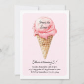 Pastel Pink Ice Cream Cone Birthday Party Kaart (Voorkant)