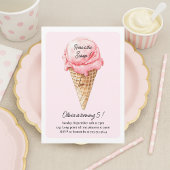 Pastel Pink Ice Cream Cone Birthday Party Kaart