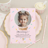 Pastel Pink Ice Cream Photo Birthday  Kaart
