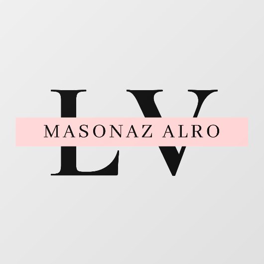 Pastel Pink Initial Personalized door sign Raamsticker (Vel)