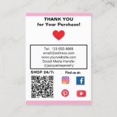 Pastel Pink Jewelry Earrings Social QR Code Visitekaartje (Achterkant)