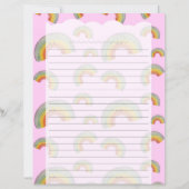 Pastel Pink Kawaii Rainbow Stationery Paper (Voorkant)