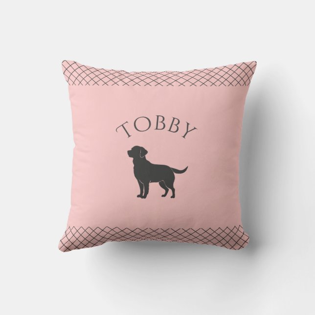 Pastel Pink Labrador Retriever Custom Matching Kussen (Achterkant)