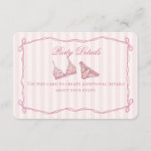 Pastel Pink Lace Lingerie Shower Details Informatiekaartje (Voorkant)