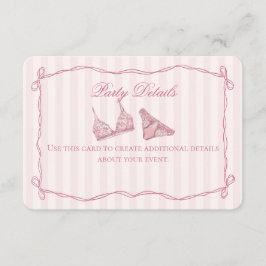 Pastel Pink Lace Lingerie Shower Details Informatiekaartje