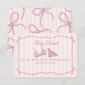 Pastel Pink Lace Lingerie Shower Details Informatiekaartje (Voorkant / Achterkant)