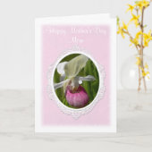 Pastel Pink Lady Slipper-Wenskaart Kaart (Gele Bloem)