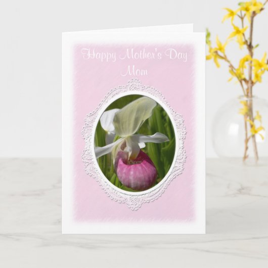 Pastel Pink Lady Slipper-Wenskaart Kaart (Gele Bloem)