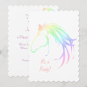 Pastel Pink Lavender Horse Birthday Custom Invite Kaart (Voorkant / Achterkant)