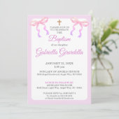 Pastel Pink & Lavender Ombre Bow Baptism Kaart (Staand voorkant)